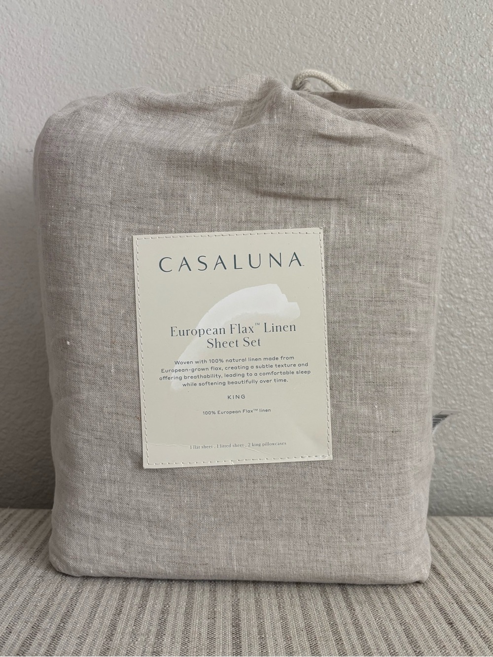 NWT King 100% Linen Sheet Set Natural - Casaluna